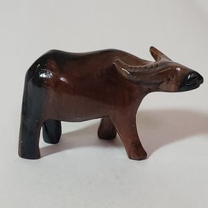 Unique Vintage Hand Carved Wooden African Water‎ Buffalo Figurine